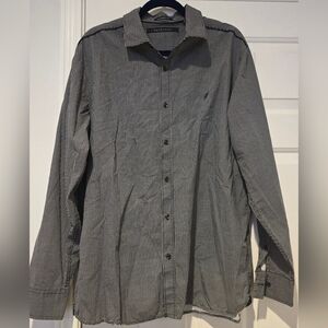 Sean John Long Sleeve Collared Button Down Black & White Polka Dot Size XXL